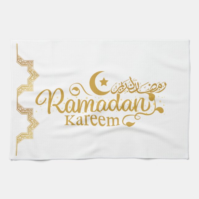 Elegant Islamic Calligraphy Ramadan Decor Tea Towel (Horizontal)