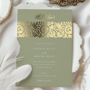Elegant Islamic Floral Wedding Gold Sage Green
