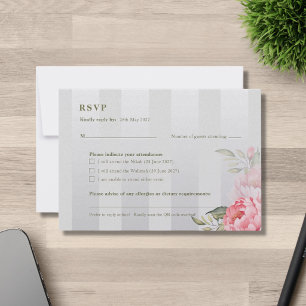 Elegant Islamic Nikah Walima Floral   Blush Peony  RSVP Card