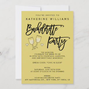 Elegant Island Citrus Yellow Bachelorette Party Invitation