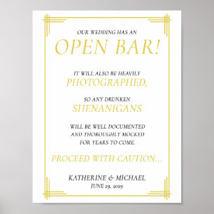 Elegant Island Citrus Yellow Green Open Bar Sign