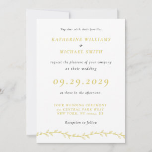 Elegant Island Citrus Yellow Leaf Wedding Invitation