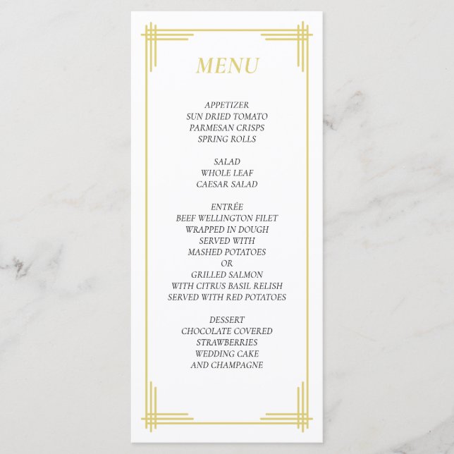 Elegant Island Citrus Yellow Wedding Menu (Front)