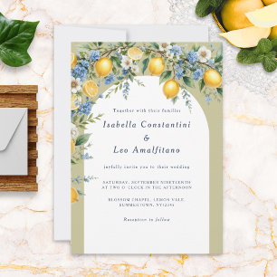 Elegant Italian Amalfi Lemon Arch Custom Wedding Invitation