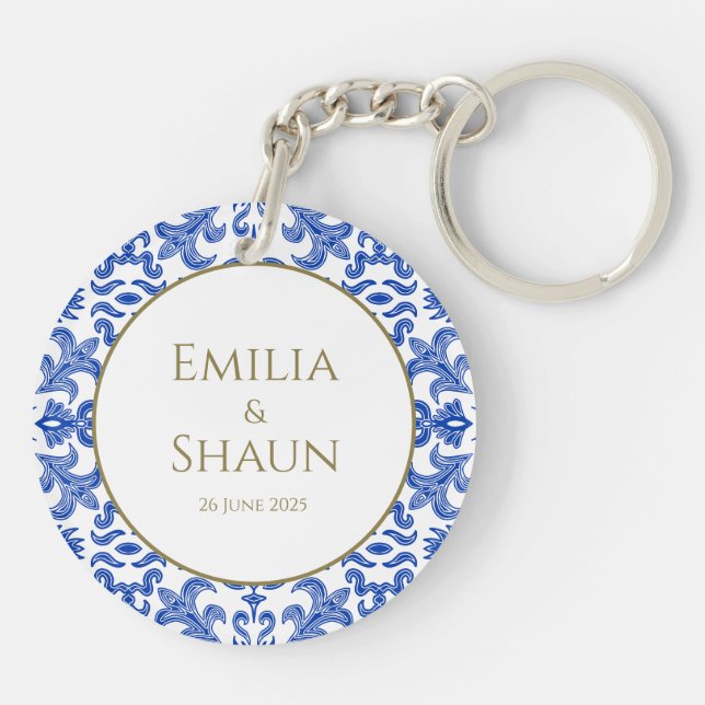 Elegant Italian Blue Acrylic Keychain (Back)