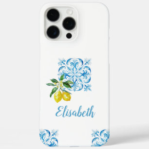 Elegant italian blue tile lemons Positano  iPhone 16 Pro Max Case