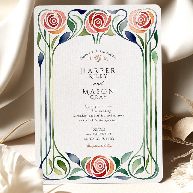 Elegant Italian Blue Tile Watercolor Wedding Invitation (Creator Uploaded)
