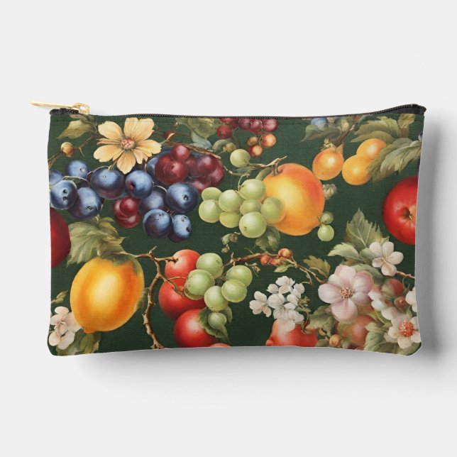 Elegant Italian Design with Fruits and Flowers Accessory Pouch (Front)