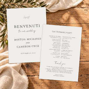 Elegant Italian Destination Wedding Program Programme