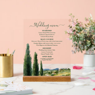 Elegant Italian Landscape Wedding Menu Acrylic Sign