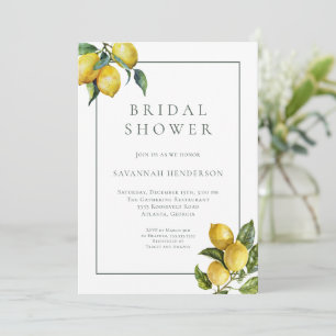 Elegant Italian Lemon Sage Green Bridal Shower Invitation