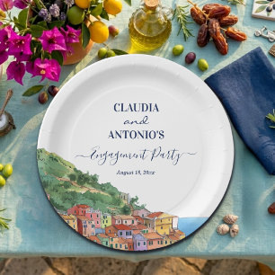 Elegant Italian Riviera Engagement Party Paper Plate