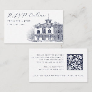 Elegant Italian Villa Illustration Wedding Website Enclosure Card
