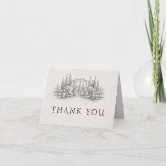 Elegant Italian Villa Wedding Thank You Card