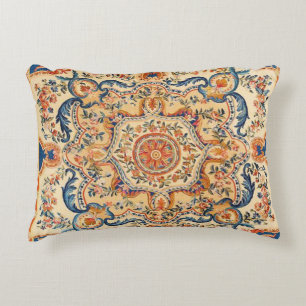 Elegant Italian Vintage Baroque Blue Orange Decorative Cushion