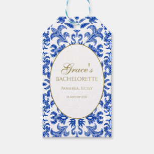 Elegant Italian White and Blue Bachelorette Gift Tags