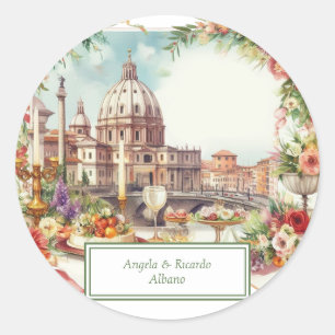 Elegant Italy, invitation to diner in Florence, Classic Round Sticker