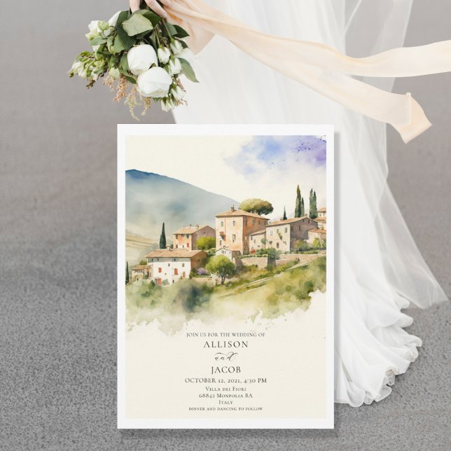 Elegant Italy Landscape Destination Wedding Invitation (Creator Uploaded)