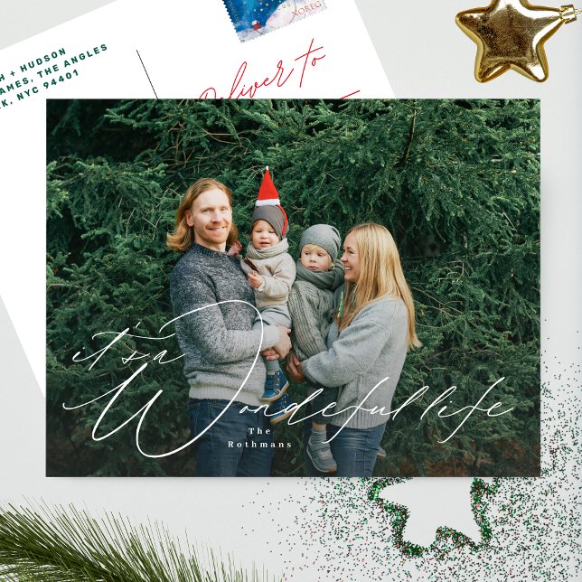 Elegant | It's a Wonderful Life | Christmas Photo Holiday Postcard (Creator Uploaded)