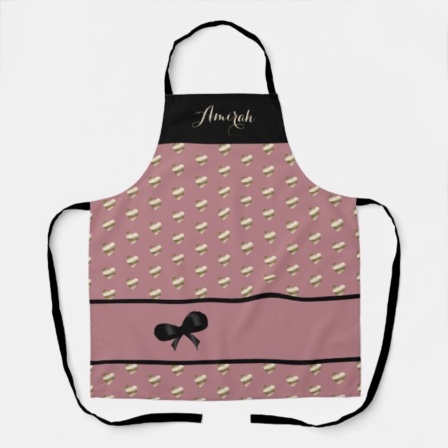 Elegant "It's All About Gold Hearts" Apron (Front)