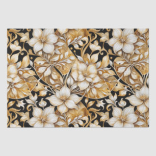 Elegant Ivory and B;ack Floral Tissue Paper