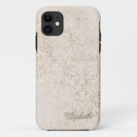 Elegant Ivory and Beige Vintage Damask Design