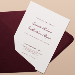 Elegant Ivory and Burgundy Wedding Invitation