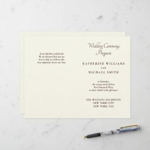Elegant Ivory And Cream Minimal Wedding Programs