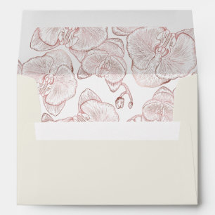 Elegant Ivory and Dusty Rose Orchid Lined Wedding  Envelope