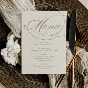 Elegant Ivory and Gold Calligraphy Wedding Menu
