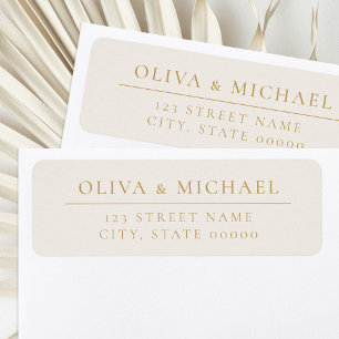 Elegant Ivory and Gold Minimalist Return Address 