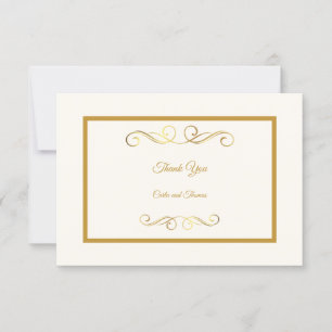 Elegant ivory and gold  thank you card