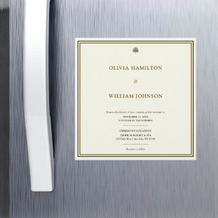 Elegant Ivory and Gold Typography Wedding Magnetic Invitation