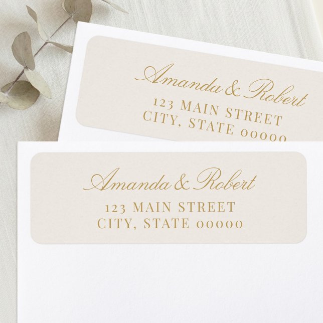 Elegant Ivory and Gold Wedding Return Address (Creator Uploaded)