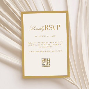 Elegant Ivory and Gold Wedding RSVP Card