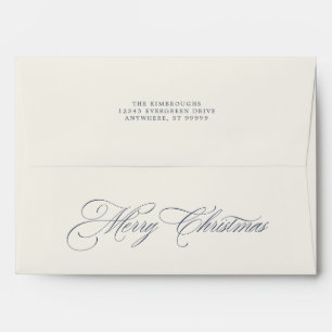 Elegant Ivory and Slate Blue Merry Christmas Envelope