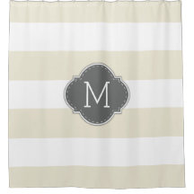 Elegant Ivory and White Stripes with Monogram