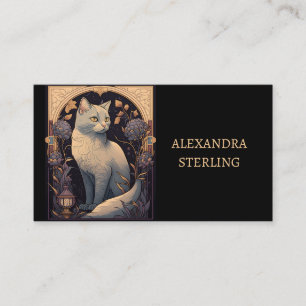 Elegant Ivory Art Nouveau Feline Personalised Business Card