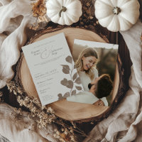 Elegant Ivory & Ash Fall Botanical Photo Wedding