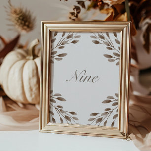 Elegant Ivory & Ash Fall Botanical Table Numbers