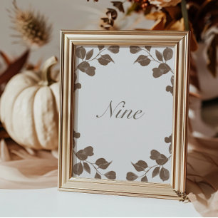 Elegant Ivory & Ash Fall Botanical Table Numbers