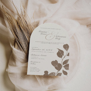 Elegant Ivory & Ash Fall Botanical Wedding Arch Invitation