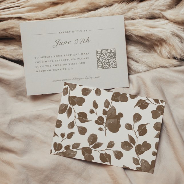 Elegant Ivory & Ash Fall Botanical Wedding RSVP Card (Creator Uploaded)