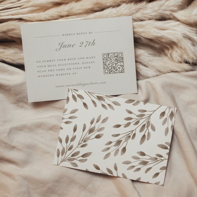 Elegant Ivory & Ash Fall Botanical Wedding RSVP Card (Creator Uploaded)