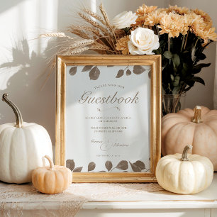 Elegant Ivory & Ash Fall Wedding Guestbook Print