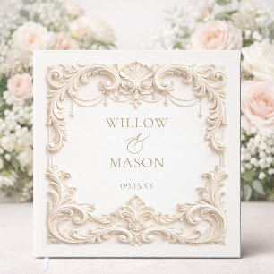 Elegant Ivory Baroque Square Guest Book