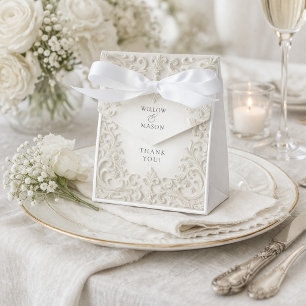 Elegant Ivory Baroque Wedding Thank You  Favour Box