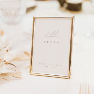 Elegant Ivory & Beige Calligraphy Table Number