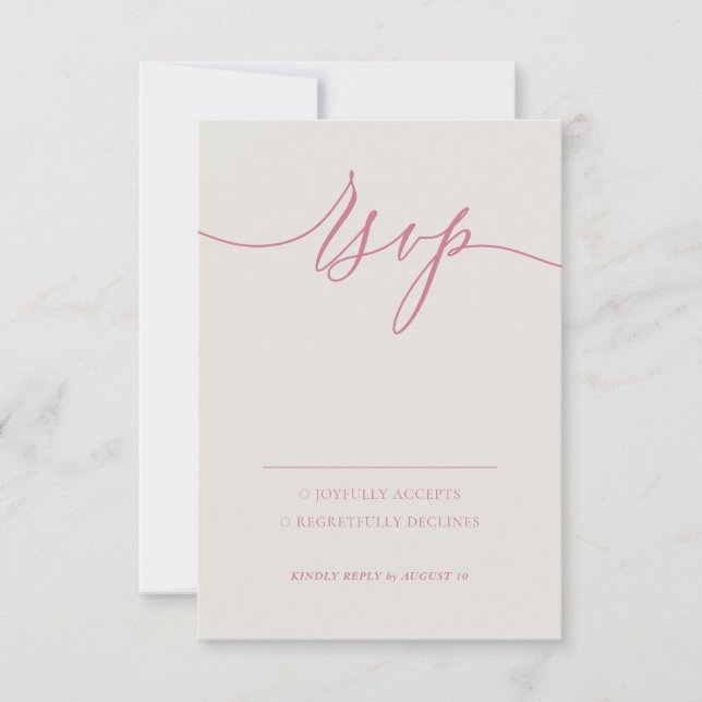 Elegant Ivory Beige Rings Wedding RSVP Card (Front)