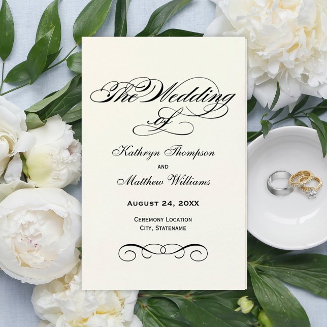 Elegant Ivory Black Calligraphy Wedding Programs (Creator Uploaded)
